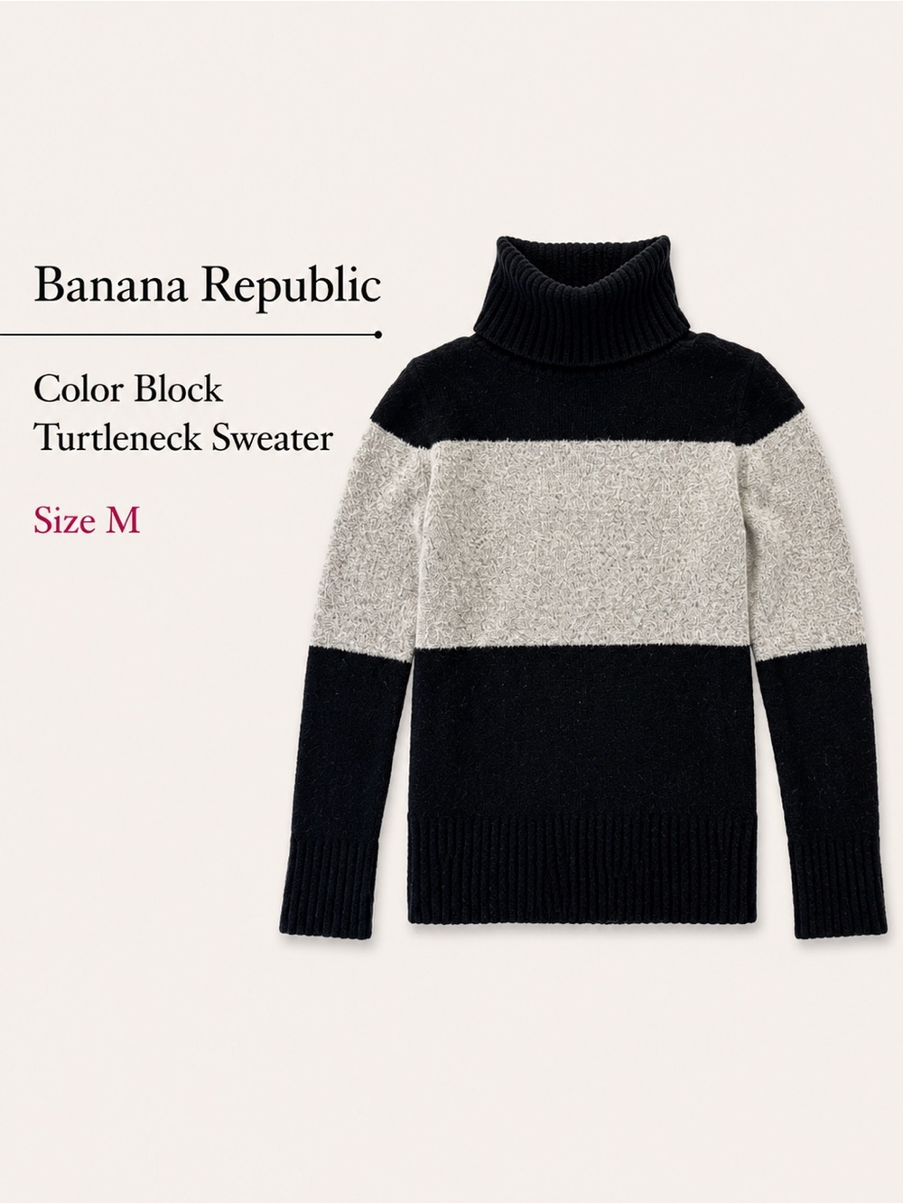Banana Republic Color Block turtleneck sweater size M